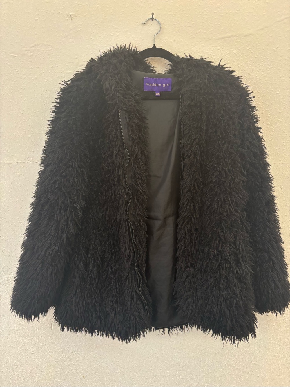 Madden Girl Black Plush Teddy Jacket